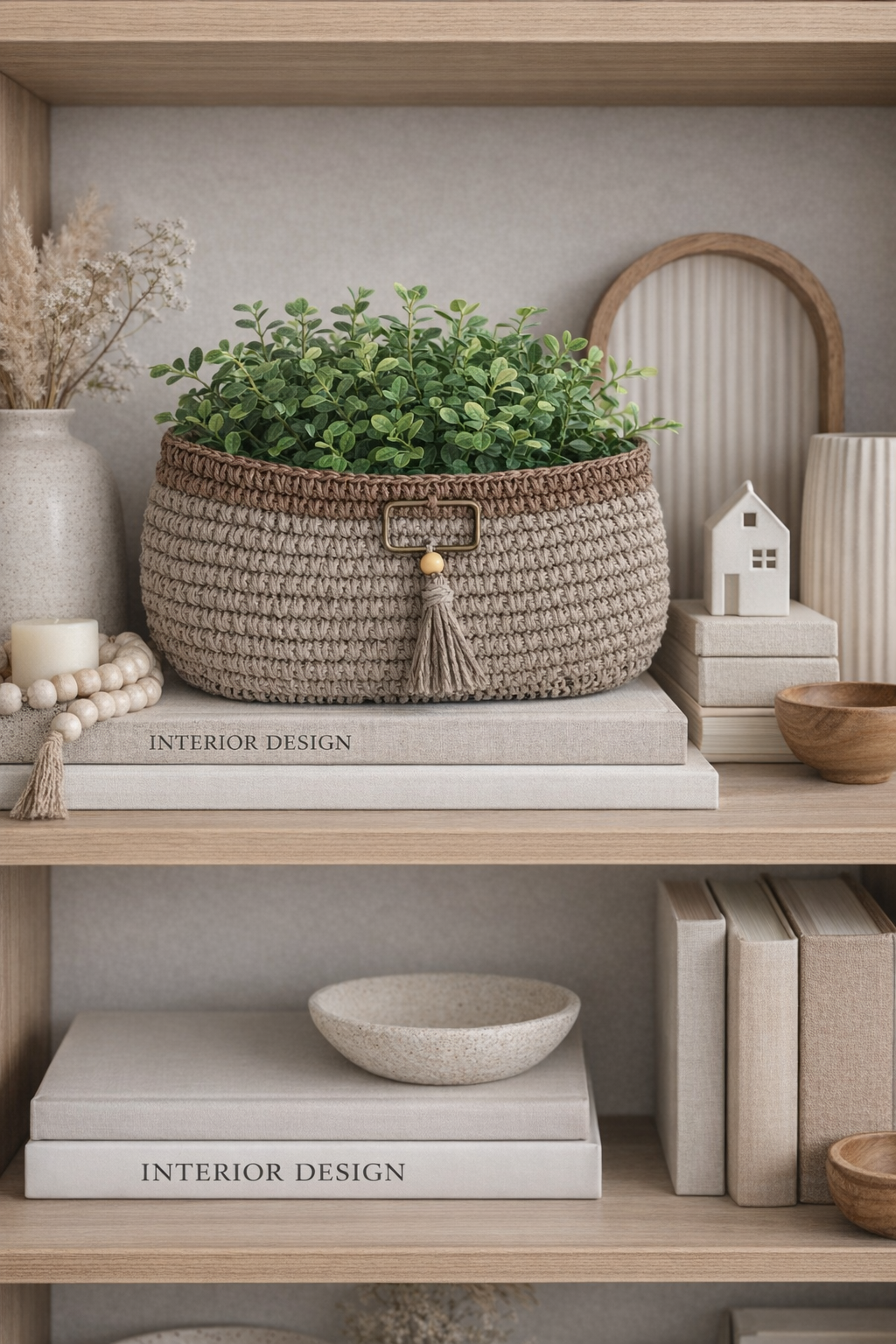 Paper yarn oval basket - handmade