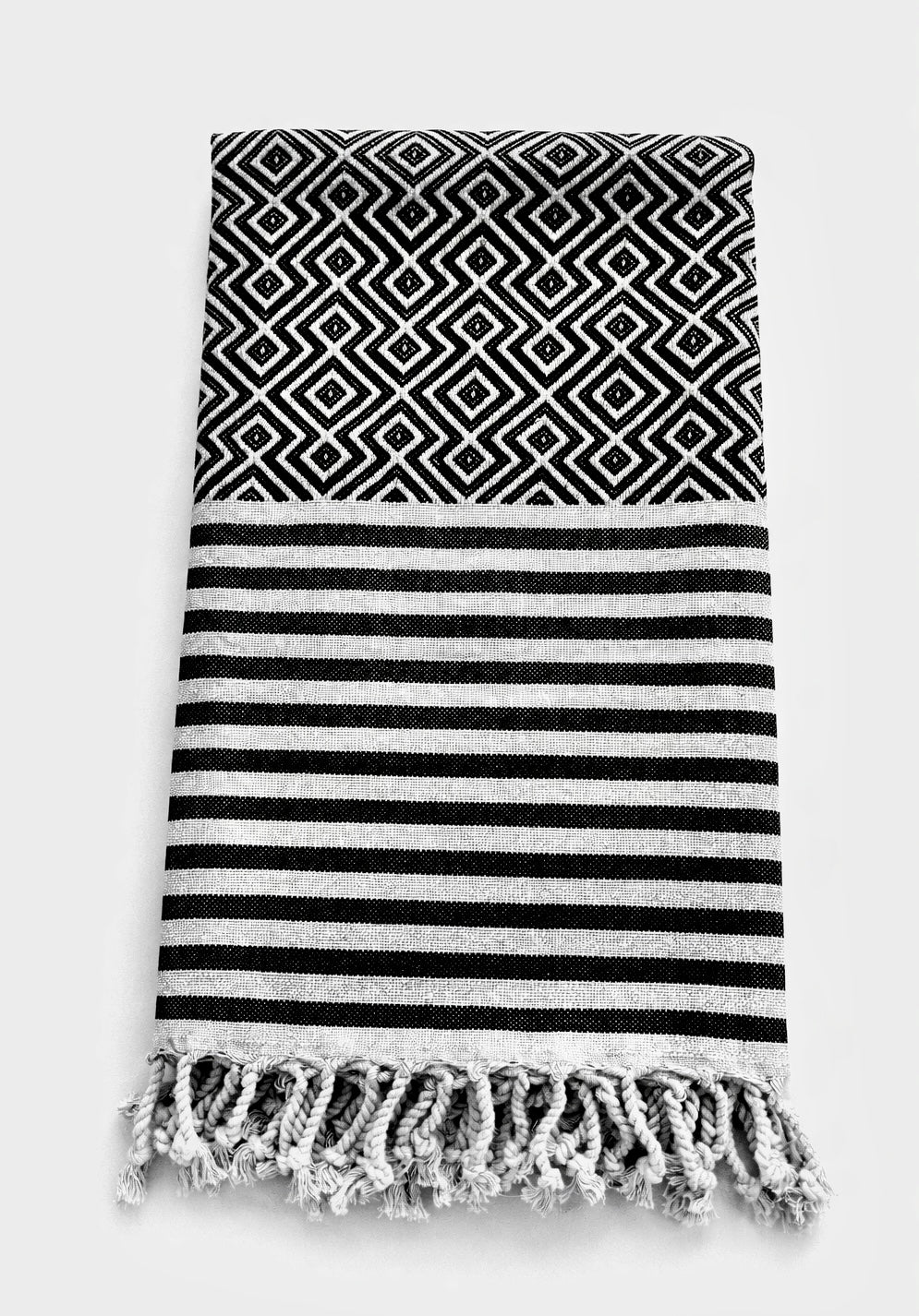 Black & gray diamond pattern towel