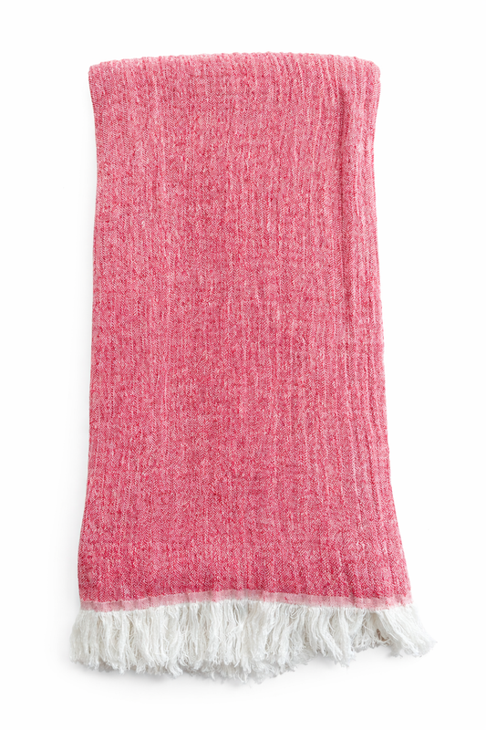 Blushed Red Linen- Cotton Mix Bath Towel
