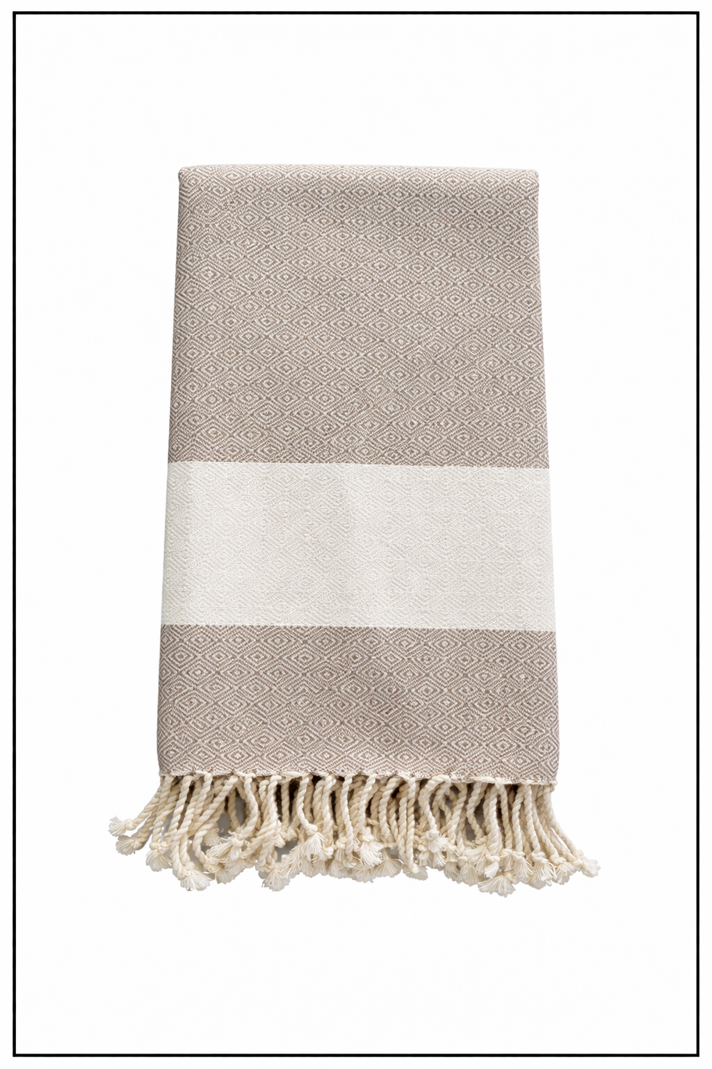 Beige & White Diamond Pattern Bath Towel