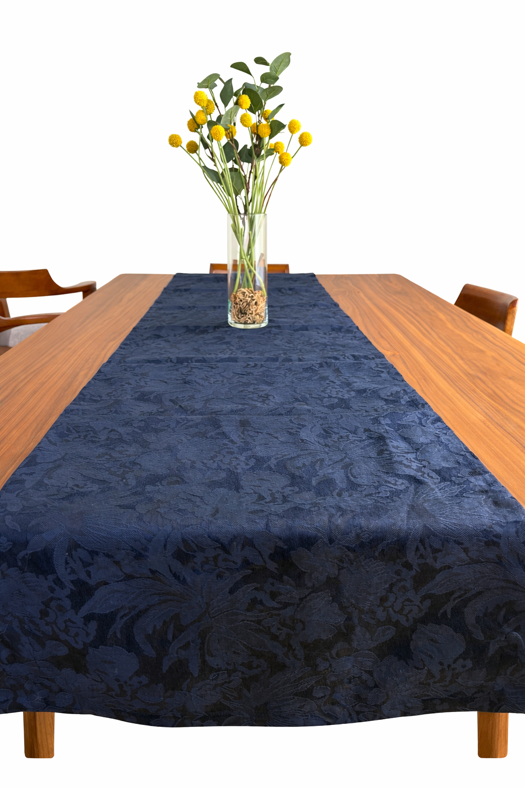 Navy blue jacquard table runner