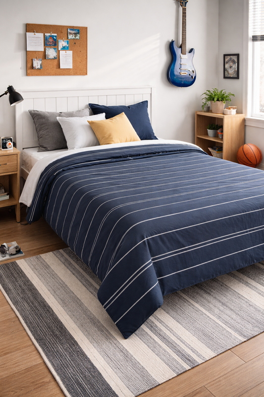 Dark Navy Cotton Bed Cover/ Throw