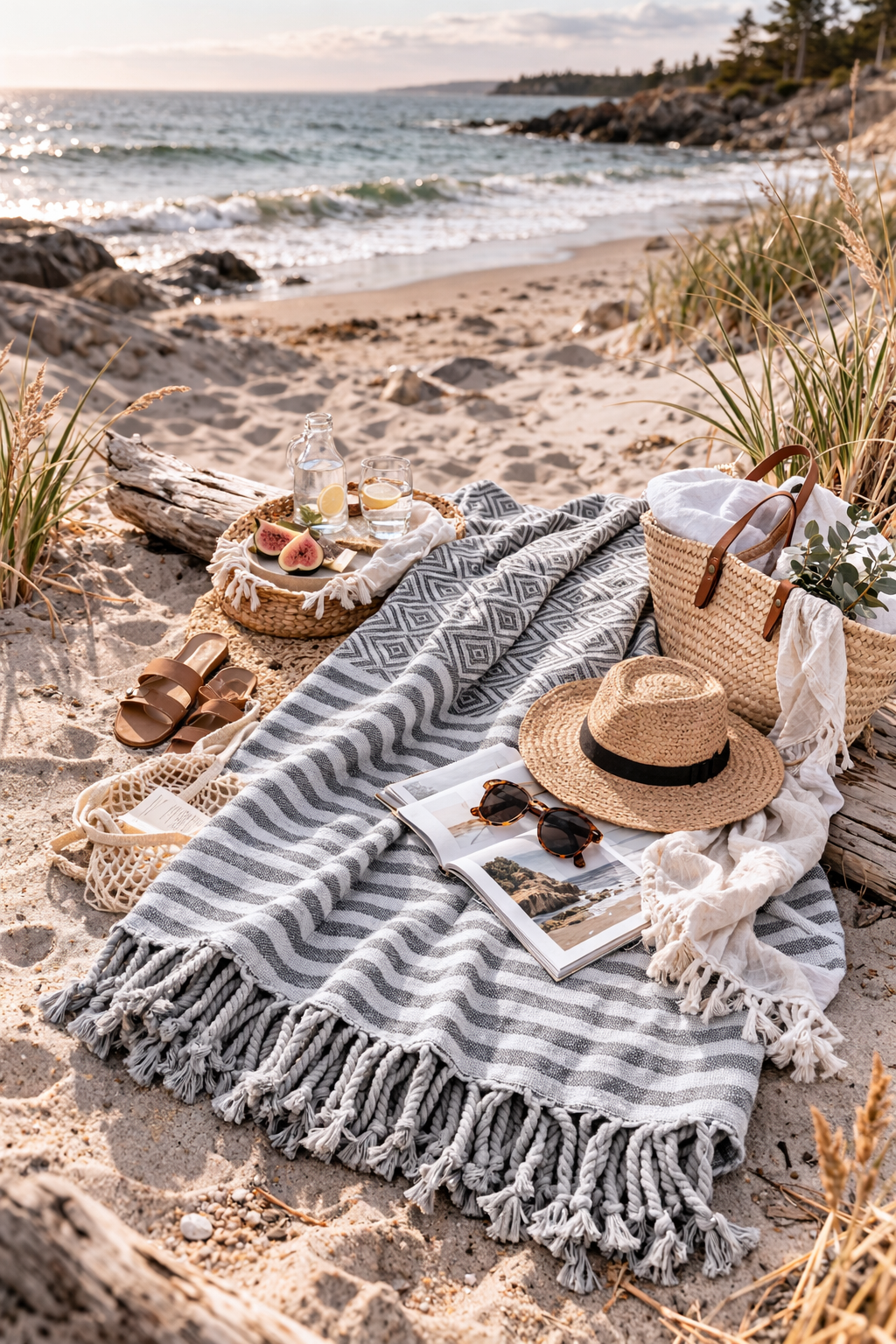 Black & gray diamond pattern towel