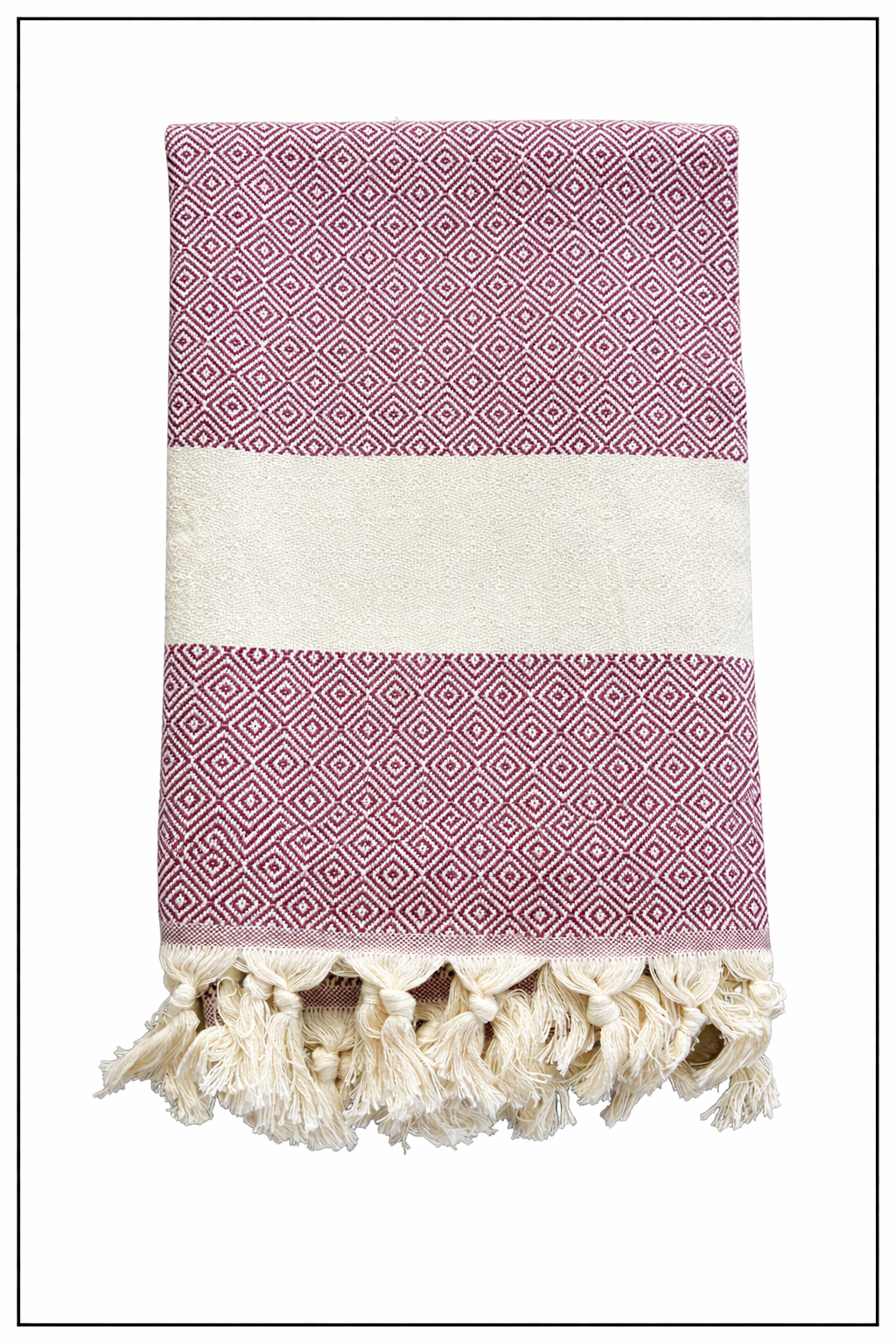 Burgundy Diamond Pattern Turkish Bath Towel