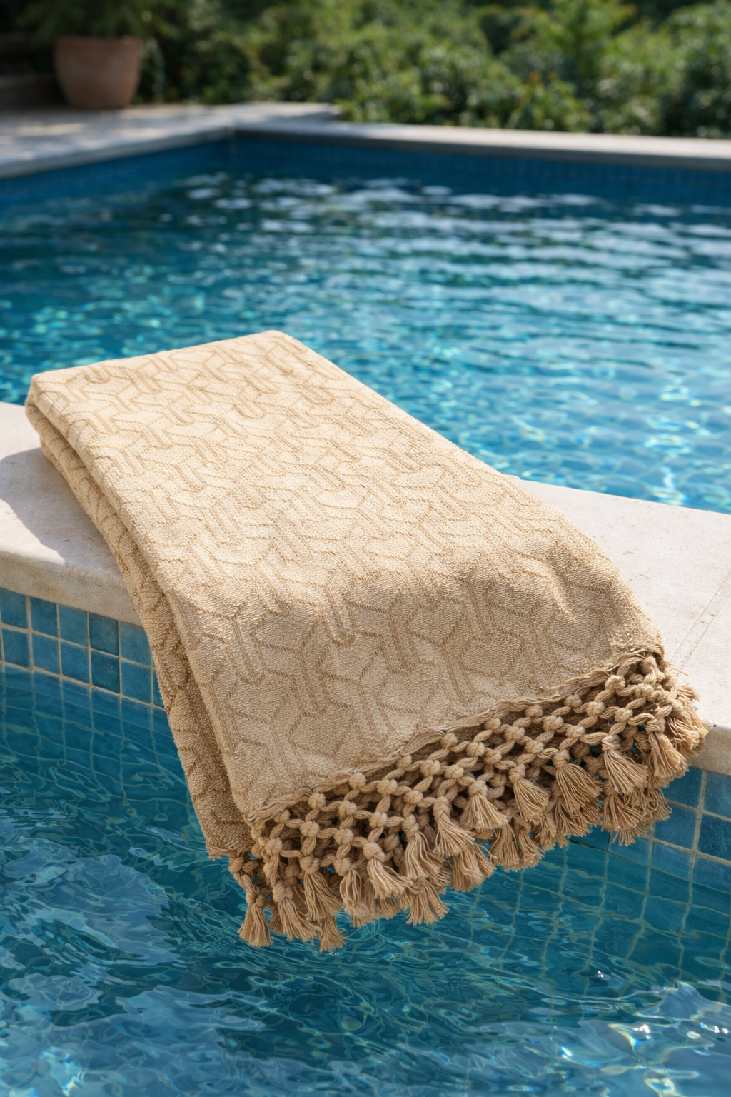 Golden Geometric Pattern Turkish Bath towel