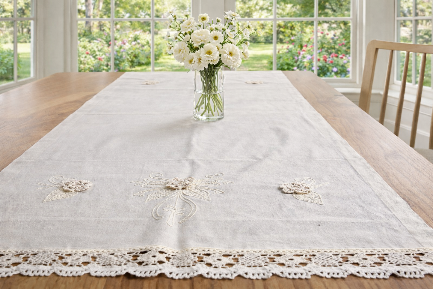 Natural colour cotton table runner