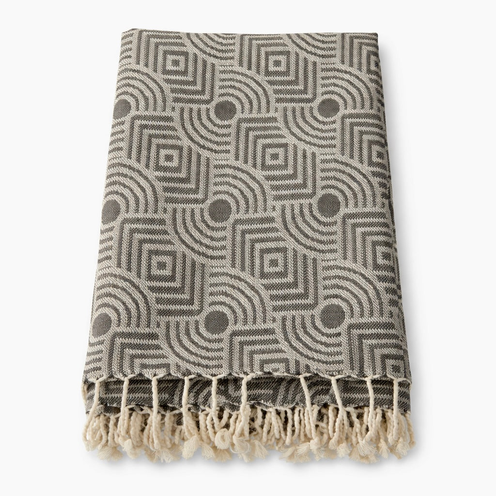 Black and White Geometric Pattern  Bath Towel