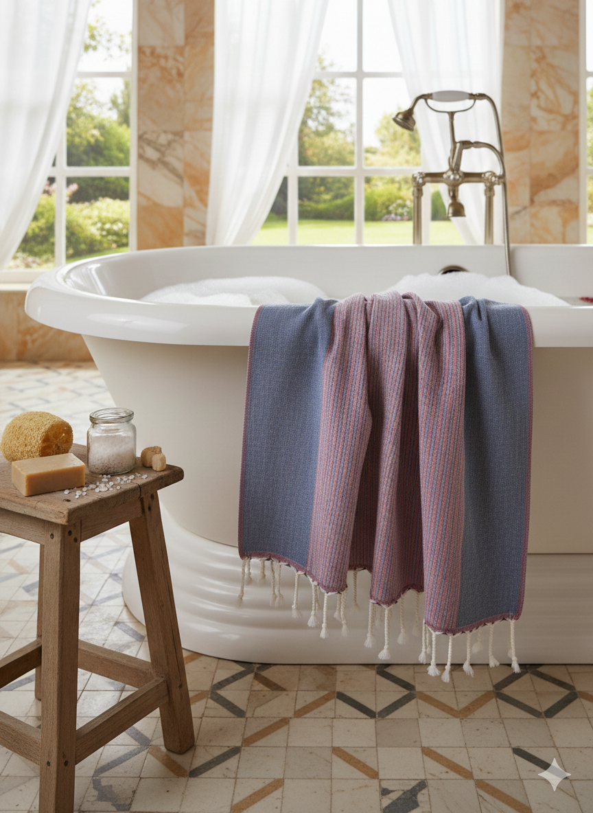 Blue-Red Bath Towel