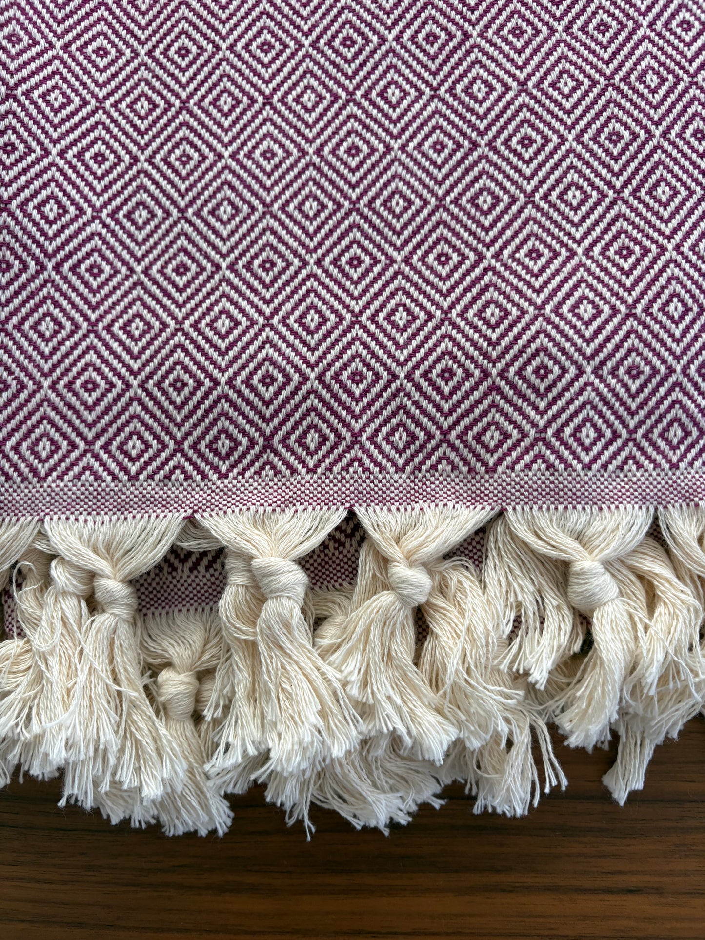 Burgundy Diamond Pattern Turkish Bath Towel