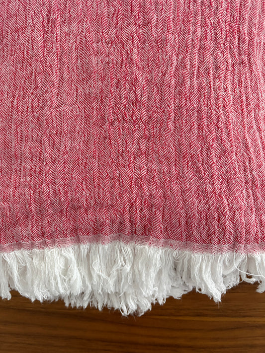 Blushed Red Linen- Cotton Mix Bath Towel