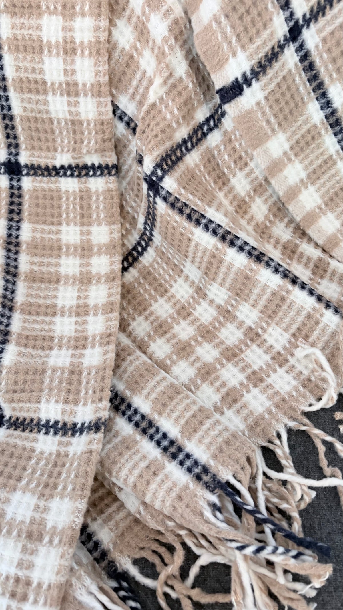 Cotton beige plaid blanket