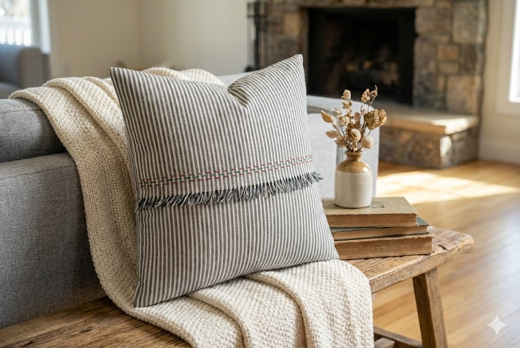 Classic Black and White Lines Throw Pillow