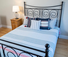 Load image into Gallery viewer, Cotton Bed Spread - Green and orange stripes
