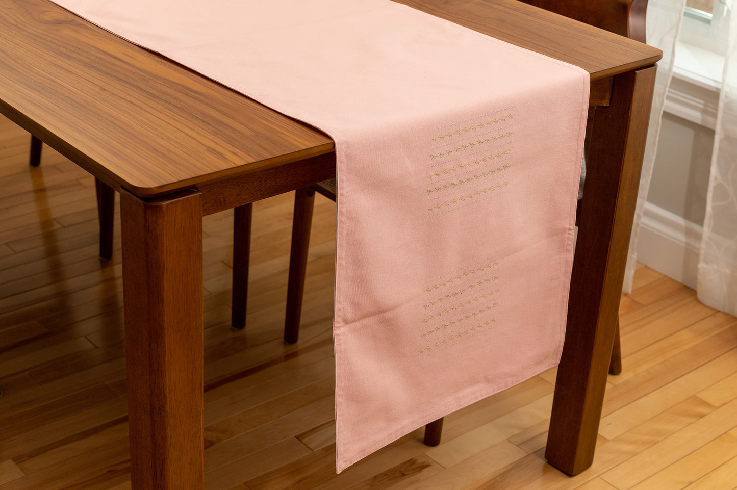 Pink cotton double sided table runner
