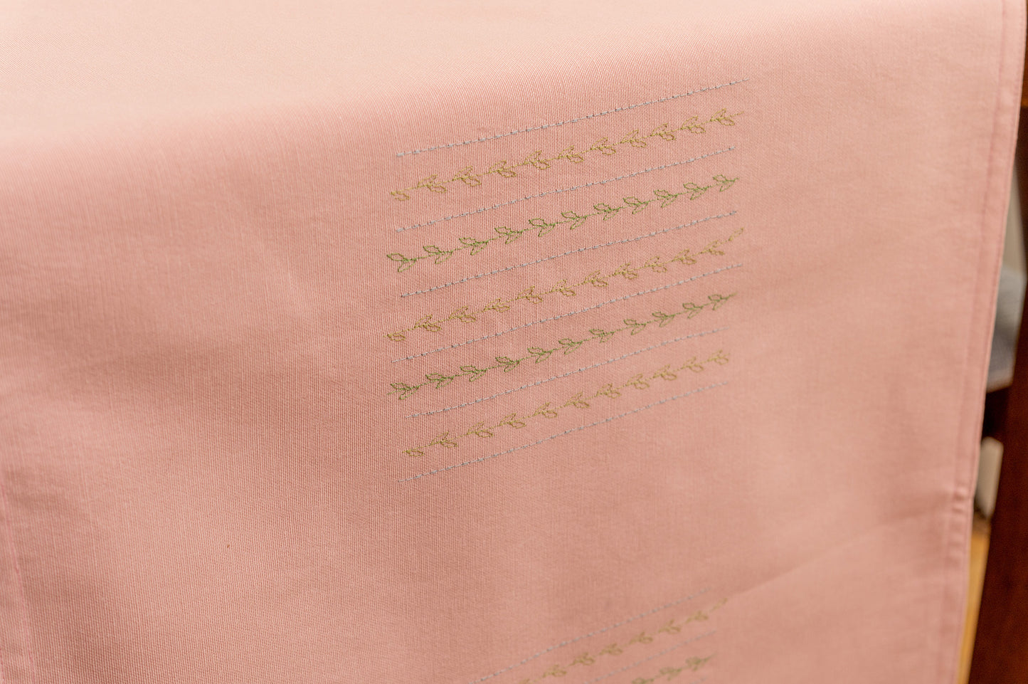 Pink cotton double sided table runner