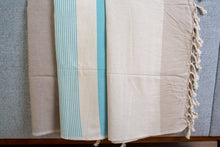 Load image into Gallery viewer, Beige and White Small diamond pattern Turkish Bath towel (Peshtemal)
