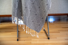 Load image into Gallery viewer, Black and White Modern Pattern Turkish Bath towel
