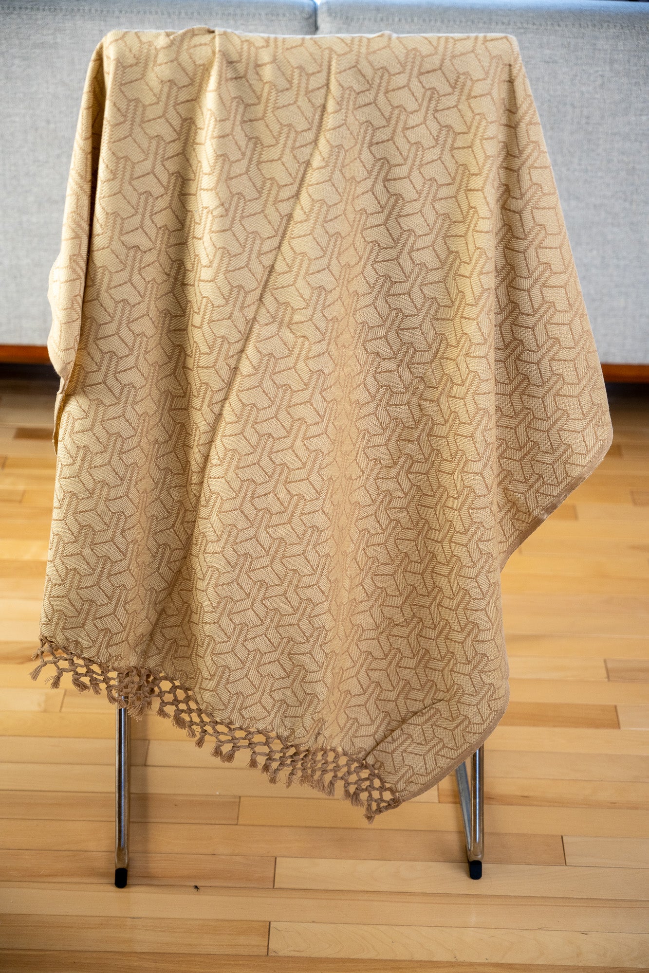 Golden Geometric Pattern Turkish Bath towel