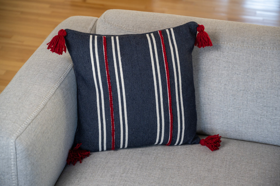 Dark Navy Throw with Tassels
