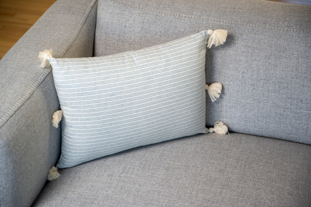 Turquoise and White Lines Throw Pillow