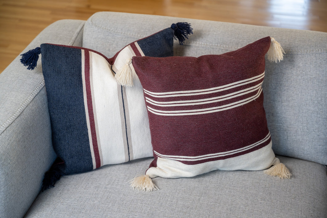Burgundy Throw Pillow with Tassels