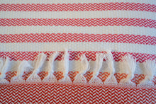 Load image into Gallery viewer, Cotton Bed Spread - Red and Orange Stripes
