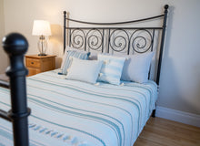 Load image into Gallery viewer, Cotton Bed Spread - Green and Aqua stripes
