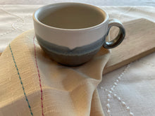 Load image into Gallery viewer, Brown blue beige toned ceramic latte mug
