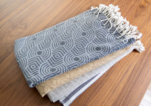 Load image into Gallery viewer, Black and White Modern Pattern Turkish Bath towel

