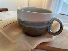 Load image into Gallery viewer, Brown blue beige toned ceramic latte mug
