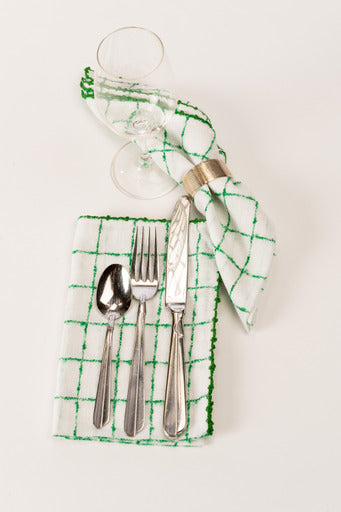 Green and white gingham napkins