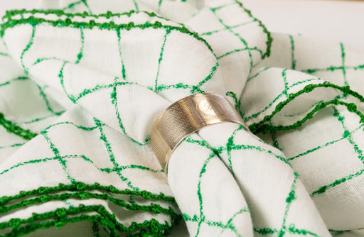Green and white gingham napkins