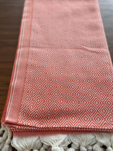 Load image into Gallery viewer, Orange Turkish Bath towel (Peshtemal) diamond pattern
