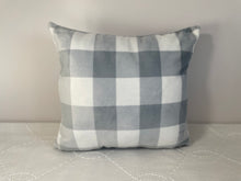Load image into Gallery viewer, White and grey gingham pillow
